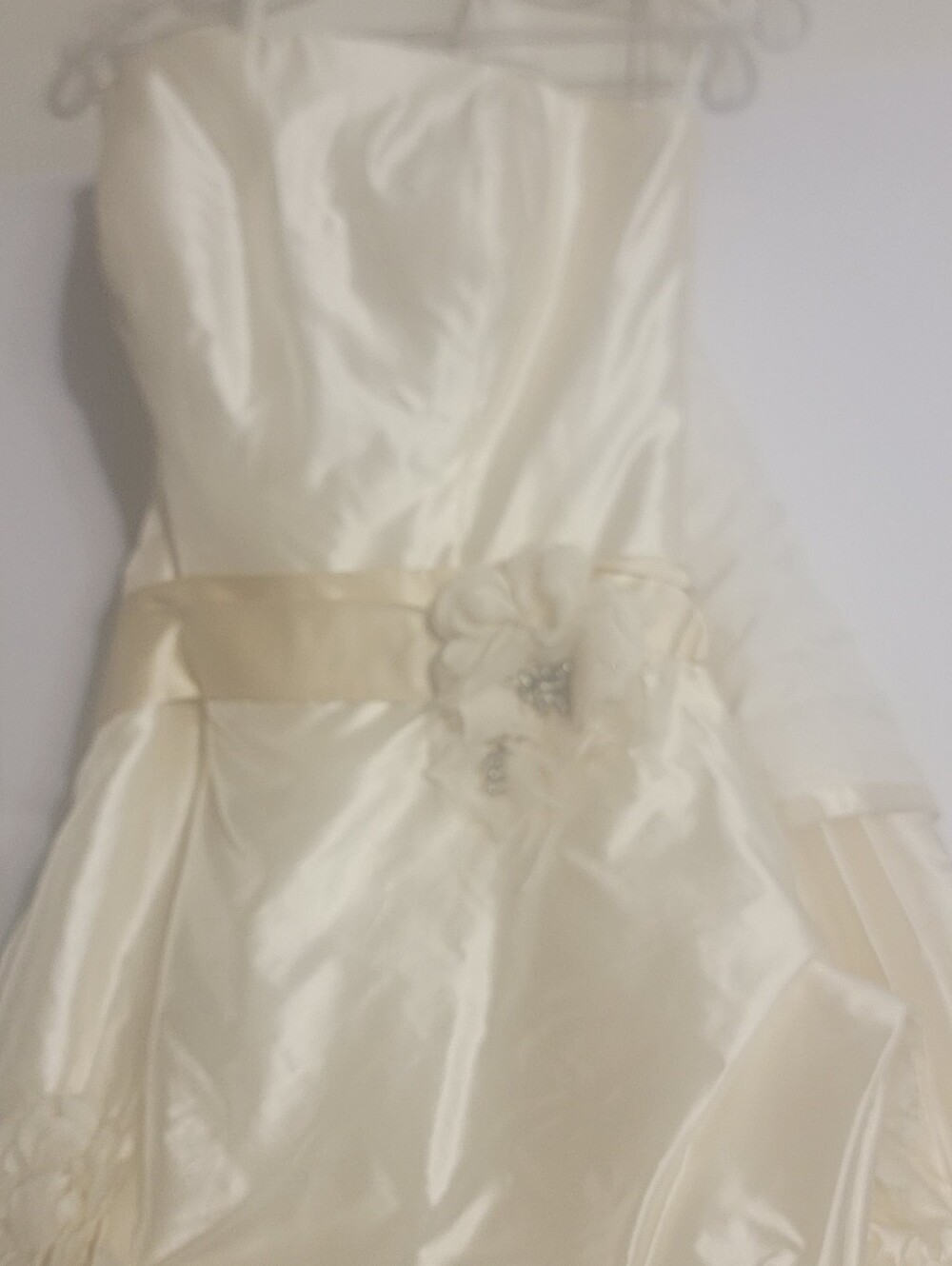 Ivory Satin Flower-Accent Girls' Dress